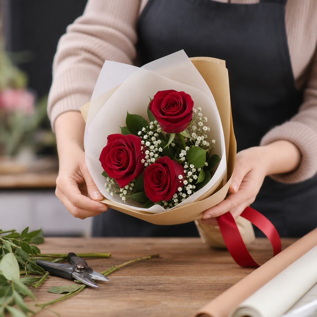 buchet 3 trandafiri pret - Buchet cu 3 trandafiri: ce include prețul și cum alegi varianta potrivită - Florarie Online Bragadiru | Livrare Flori Bucuresti - imagine explicativă