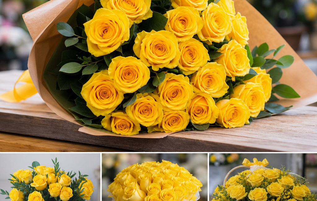 Buchet trandafiri galbeni