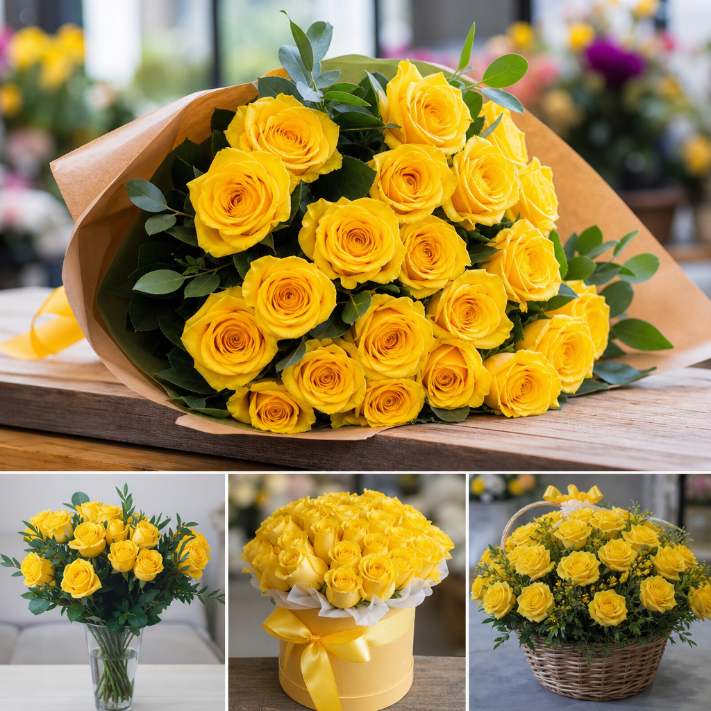 Buchet trandafiri galbeni